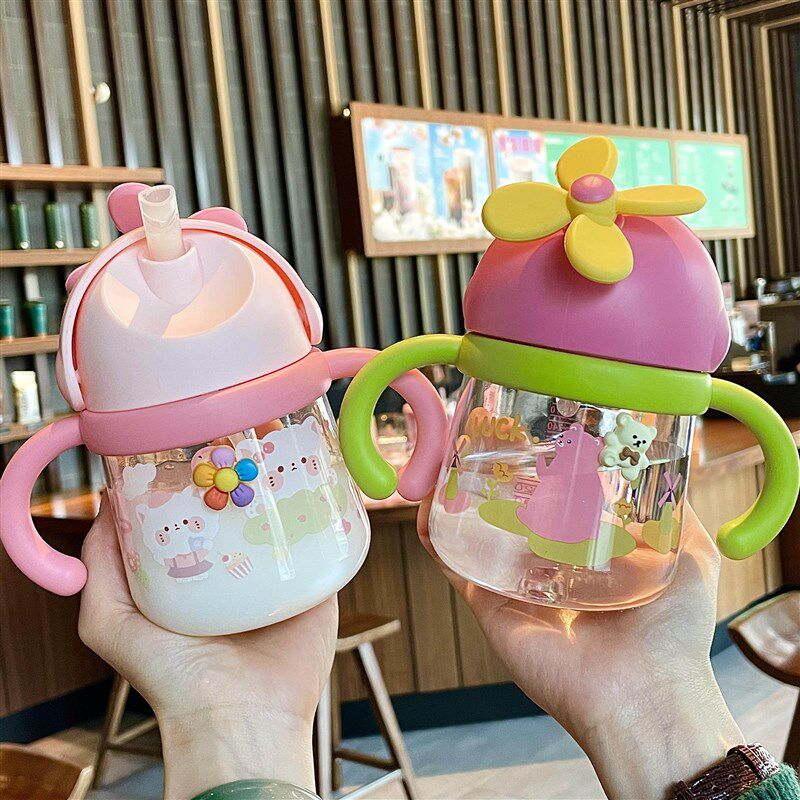 儿童吸管杯一岁婴儿喝水r杯宝宝学饮杯3岁可爱重力球饮水杯子奶瓶