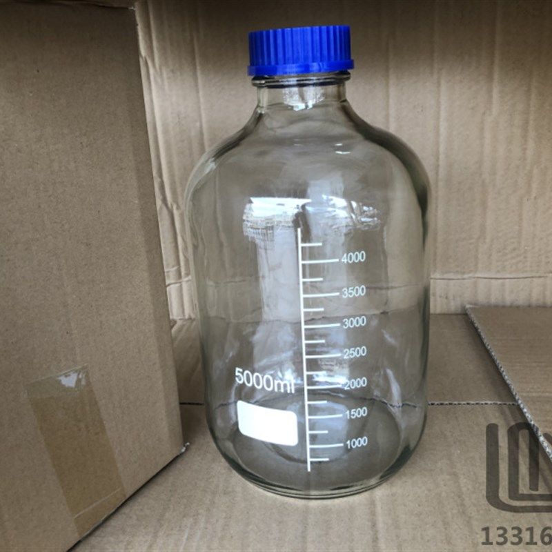 5000ml 5L  透明 蓝盖试剂瓶 丝口玻璃瓶 螺口兰盖瓶螺纹口带刻度