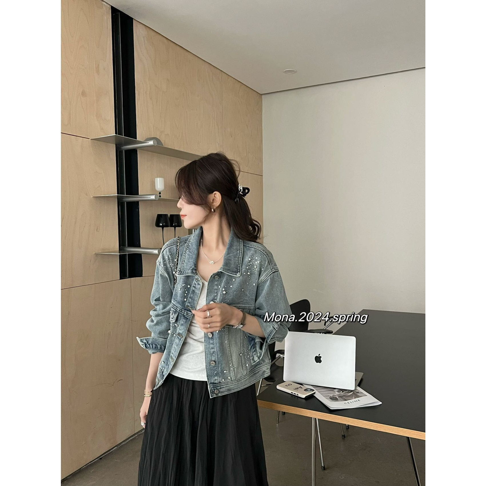 千屿诗MONA短款打钻牛仔外套女2025春装新款宽松韩版百搭夹克,女装/女士精品,连衣裙,淘宝优惠券,粉丝福利购,淘宝优惠卷