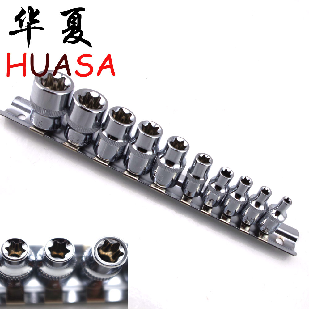 E型套筒头 花型套筒[3/8花型套筒] 10MM旋具套筒 六角套筒E4-E18