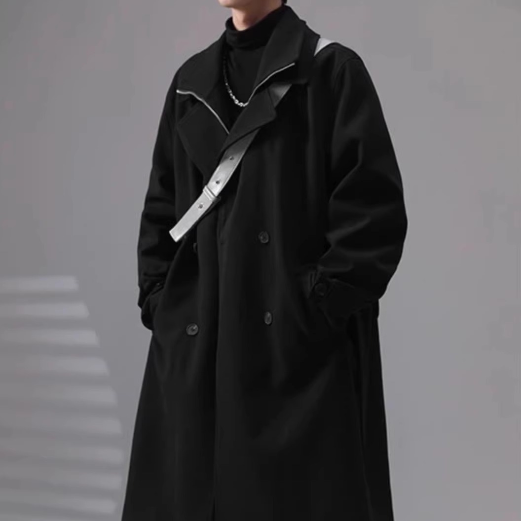 假两件长款过膝毛呢大衣男款秋冬