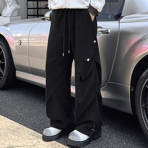 美式褶皱工装裤男款秋冬季新款