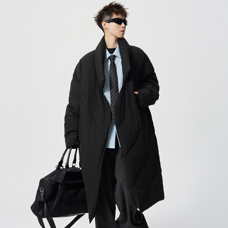 小众加厚长款羽绒棉服男士冬季