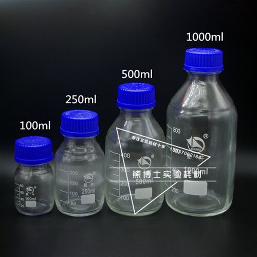 蜀牛100ml250ml500ml1000ml玻璃蓝盖试剂瓶丝口透明试剂瓶玻璃瓶