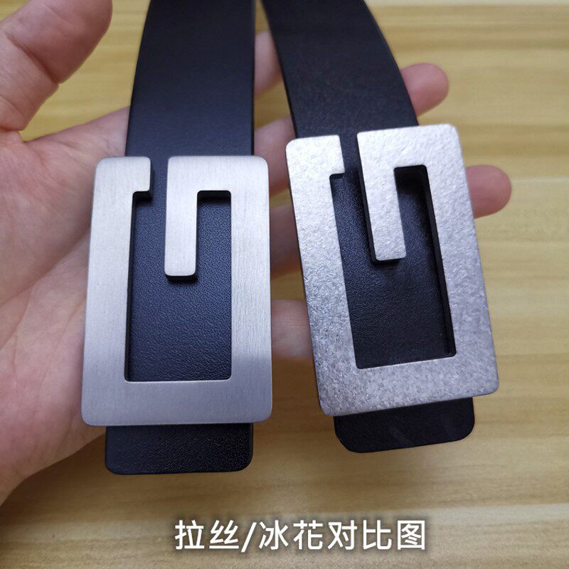 纯钛字母皮带男 3.5防过敏头层牛皮带钛合金内穿式G扣头平滑扣3.8