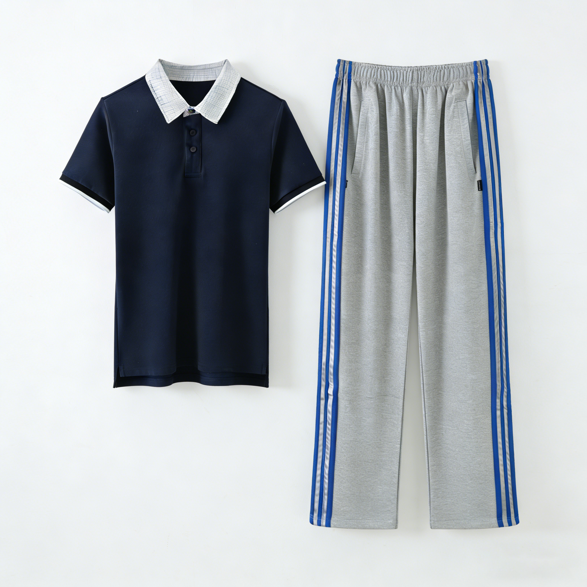 中小学生套装夏季短袖POLO衫长裤棉质济南历下校服同款吸汗班服