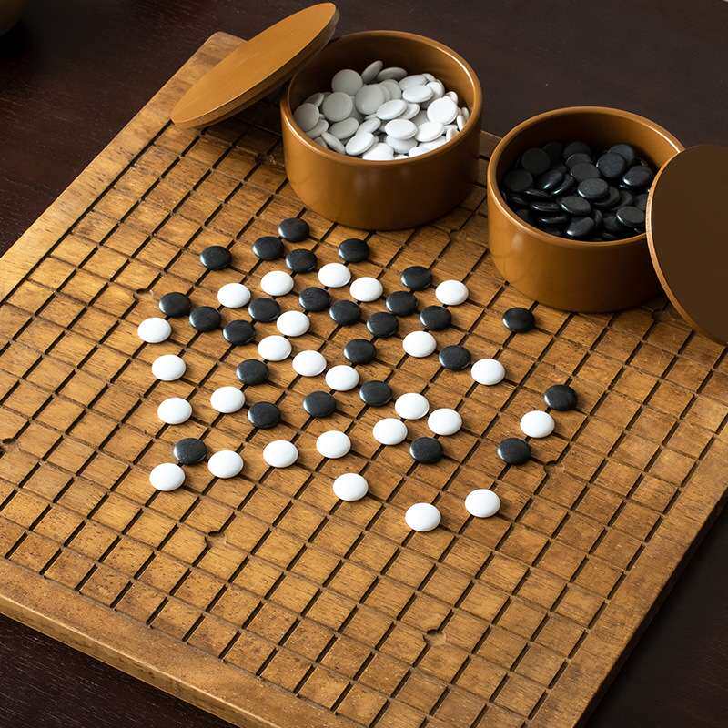 二合一实木制围棋盘套装大人成人幼儿童初学者黑白五子象棋子罐装