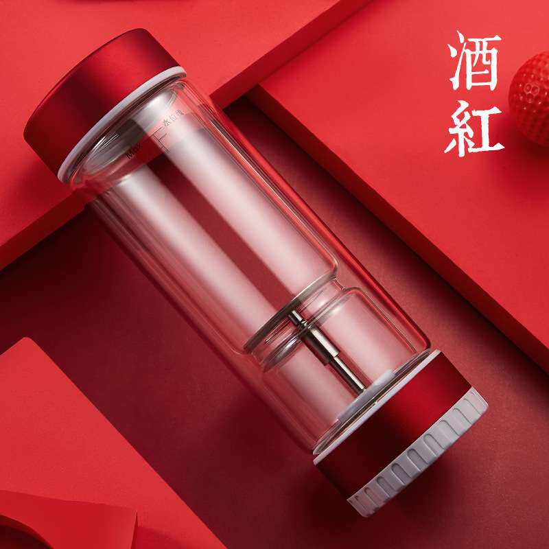 茶之恋茶水分离杯高档双层玻璃杯便携泡茶杯 CZL-004-66N 360ml