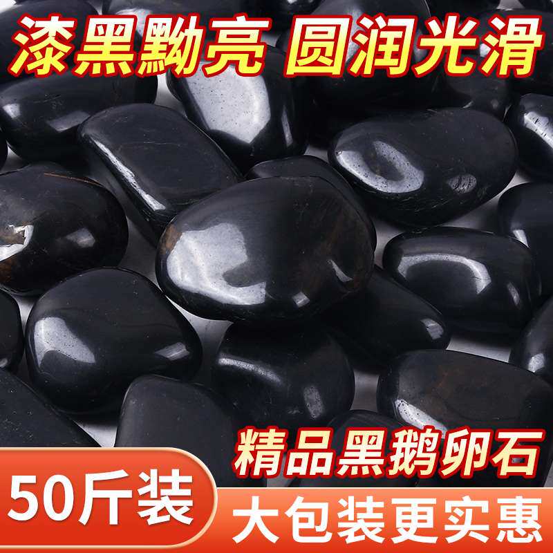 黑色鹅卵石庭院铺地铺路花园造景天然雨花石原石鹅软石大小黑石头
