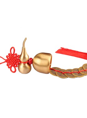 铜葫芦六帝钱铜铃铛挂件风铃挂饰家居用品车挂饰门对门