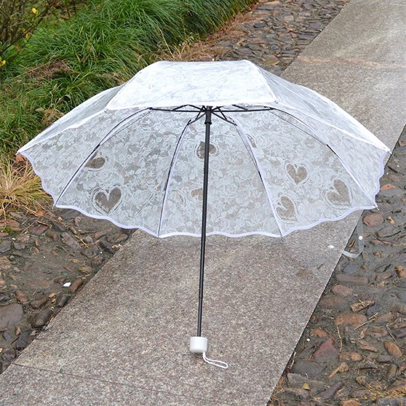 透明雨伞可摺叠ins风韩版超好A看的小众设计伞公主风女生伞高颜值图片