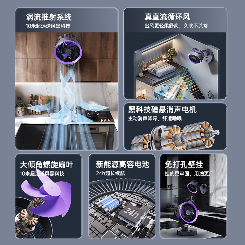 空气循环扇制冷空调扇便携式小型迷你台式可静音宿舍卧室可充
