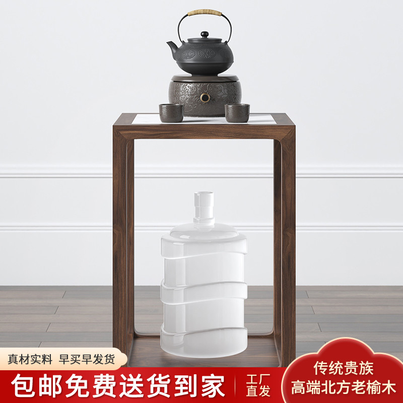 现代中式实木茶水柜 简易茶水台家用 桶装水茶边柜实木泡茶柜子