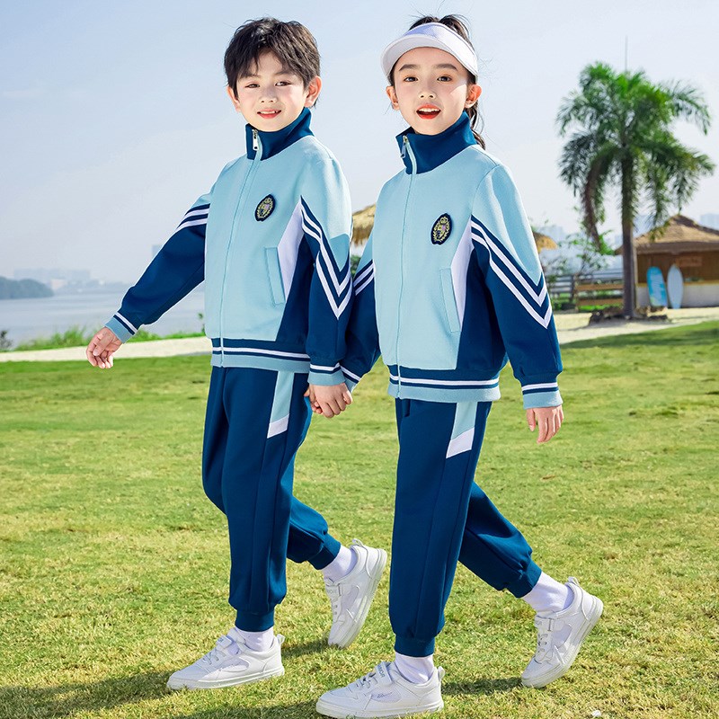 英伦风校服套装小学生春夏秋装三件套蓝色儿童运动班服幼儿园园服