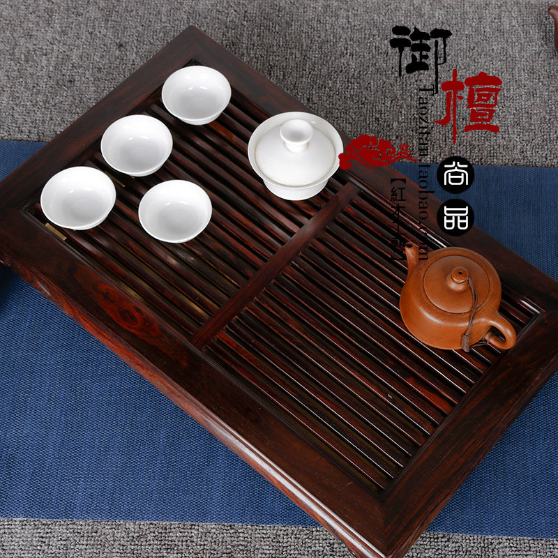 独板老挝大红酸枝木茶盘红木泡茶盘实木茶具托盘纯铜排水茶盘