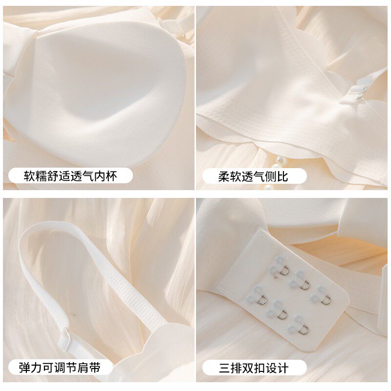 云朵结婚红色无痕内衣p女抹胸式薄杯收副乳大胸显小聚拢纯欲文胸