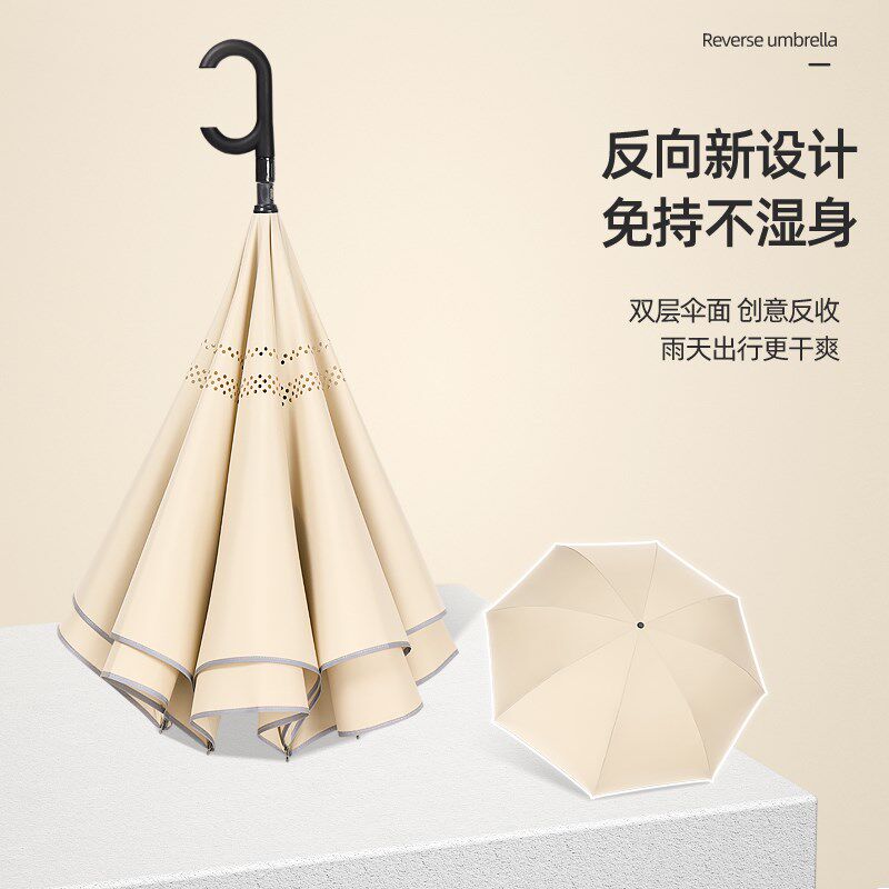 免持式自动反向伞长柄双层雨伞抗风暴男专用车P载超大号晴雨两用