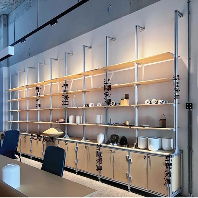 书柜桦木落地置物架家用客厅靠墙展示架收纳柜子储物柜陈列柜书架