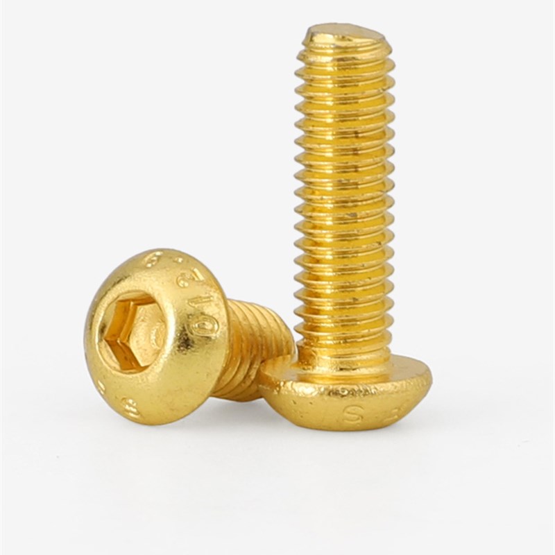 镀钛金高强度10.9级圆头内六角螺栓盘头螺丝 M2 M2.5 M3 M4 M5 M6