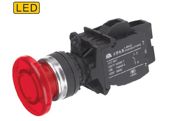 天博按钮 按钮开关 LAK42MSD-11 蘑菇头自锁带灯按钮