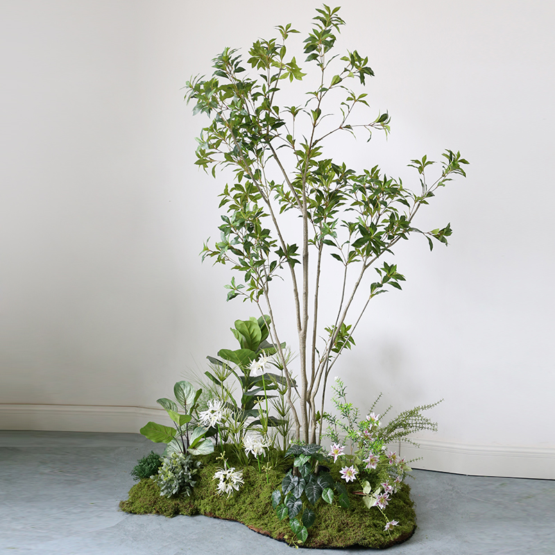 仿真绿植造景花艺组合室内楼梯下落地景观橱窗仿生假植物盆栽装饰