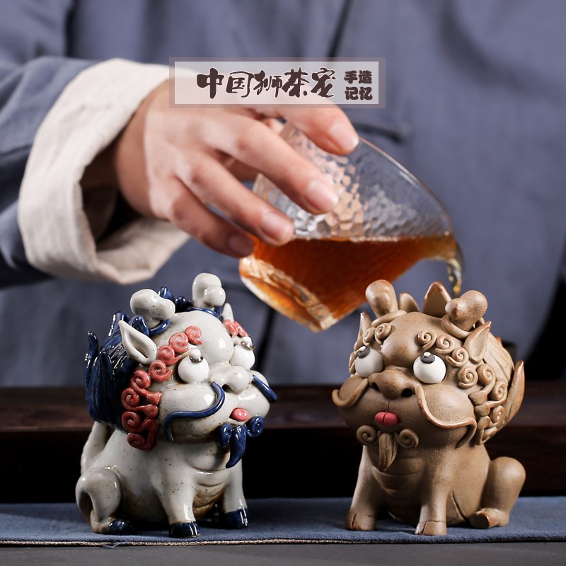 新中式手工紫砂茶宠摆件招财貔貅龙狮雕塑工艺品茶道精品可养茶玩