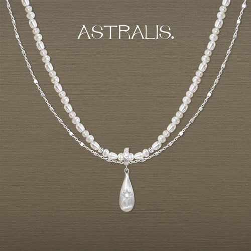 ASTRALIS拉丝珍珠双层项链原创