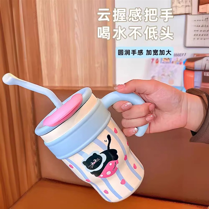 卡通巨无霸冰霸水杯吸管咖啡杯便携不锈钢保温杯可U爱高颜值大容