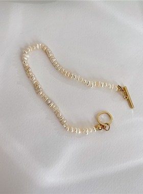 法式复古简约天然淡水珍珠锁骨链 超仙气质港风P百搭OT项链颈链女