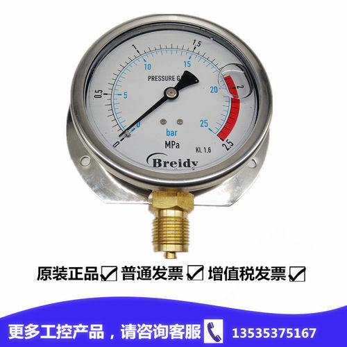 Breidy径向带后边船用耐震压力表YNC-100 YN-100T 1 1.6 2.5MPA