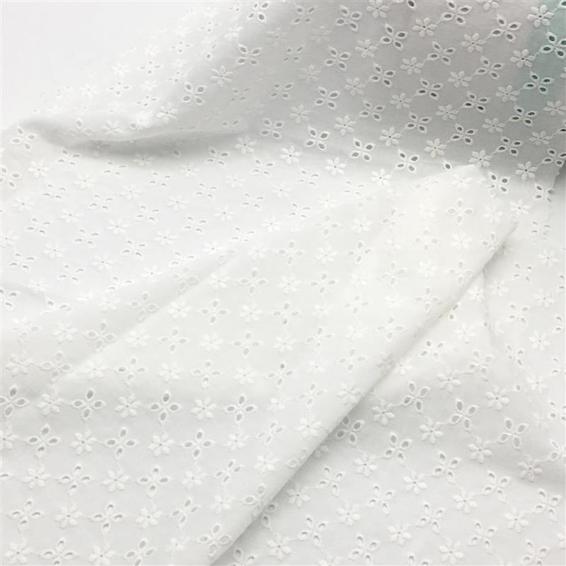 现货棉布绣花面料满幅小清新绣花花边布料9088镂空绣花布料L