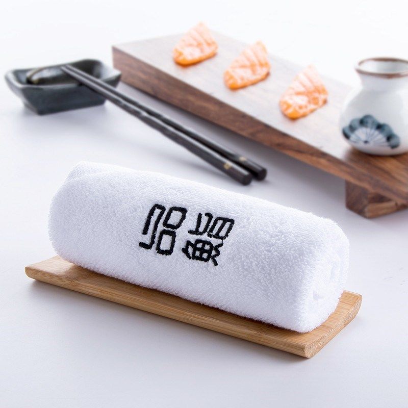 定制毛巾印logo刺绣饭店白毛巾小方巾酒店厨房白色料理店擦手