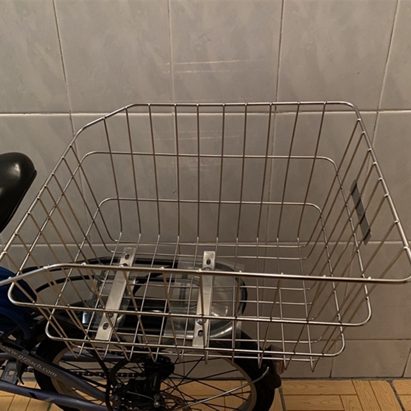 山地自行车后车筐后座架置物筐不锈钢篮子后置折叠单车篮筐篓蓝框