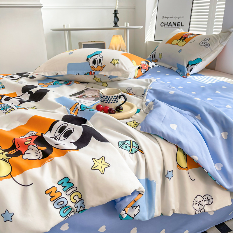 卡通空调被三件套全棉夏凉被床单四件套学生宿舍夏被薄款单人