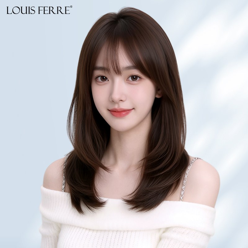 假发女中长发全头套真人发丝无痕D隐形自然层次可扎锁骨发假发套
