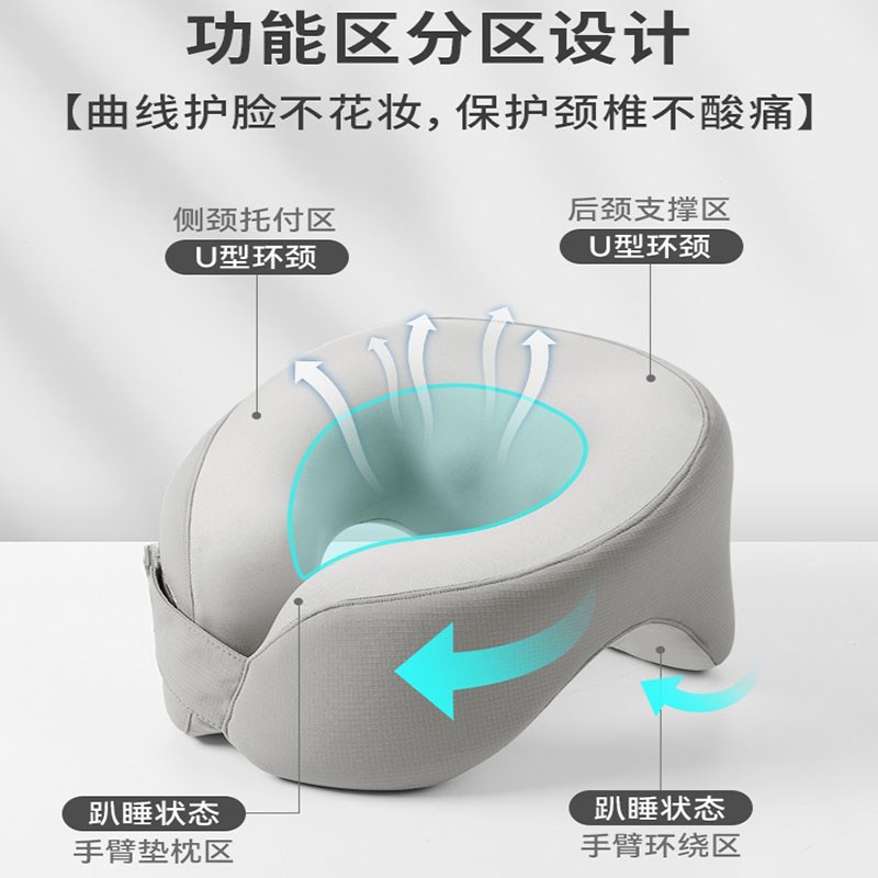 U型护颈枕办公室午睡枕U形便携旅行枕护脖子长途坐车航班睡觉神器