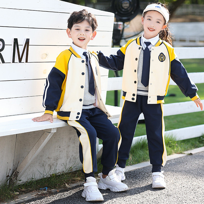 幼儿园园服春秋装l英伦风校服加绒加厚小学生班服秋季棒球服三件