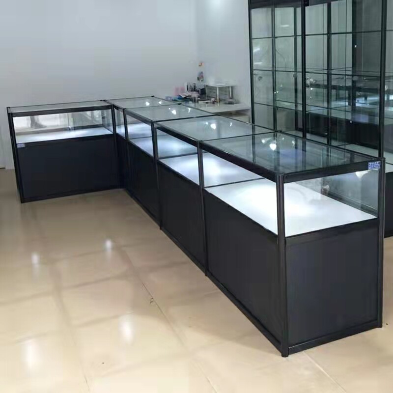玻璃珠宝展示柜g 加厚钢化玻璃陈列柜 可移动烟酒手机展示架 铝合
