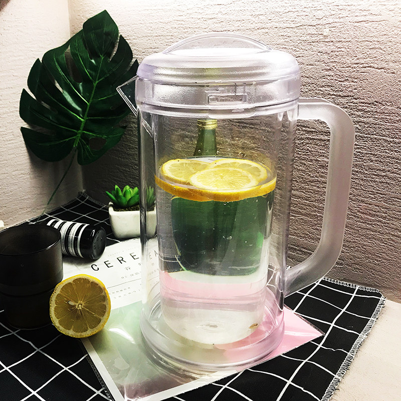 冷水壶 家用塑料耐热餐厅水壶耐高温大容量双层隔热凉水杯 凉水壶