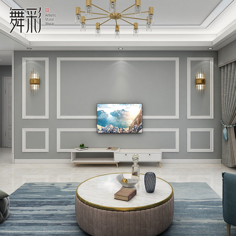 现代白色实木线条框客厅电视背景墙墙面欧式边框造型装饰条边线