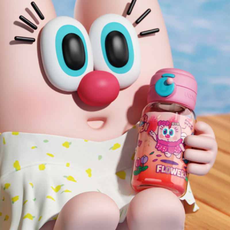 uooha随行双饮夏季吸管杯儿童吸管杯子可爱女生高颜值大容量水杯