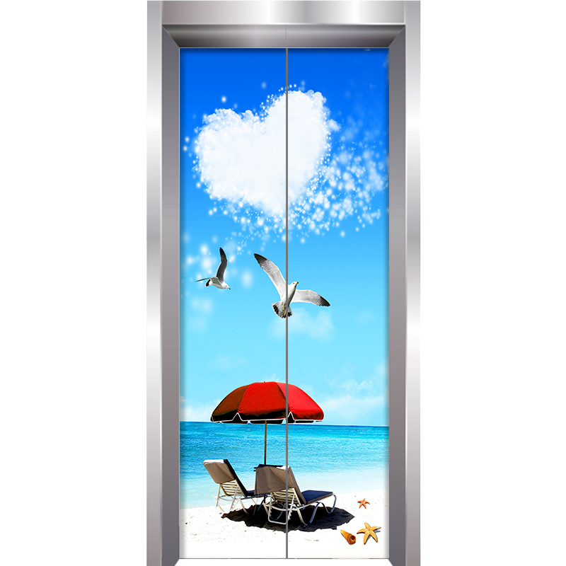 电梯门风景贴画装饰自粘加厚防水防潮墙贴画定制玻璃贴膜木门贴纸图片