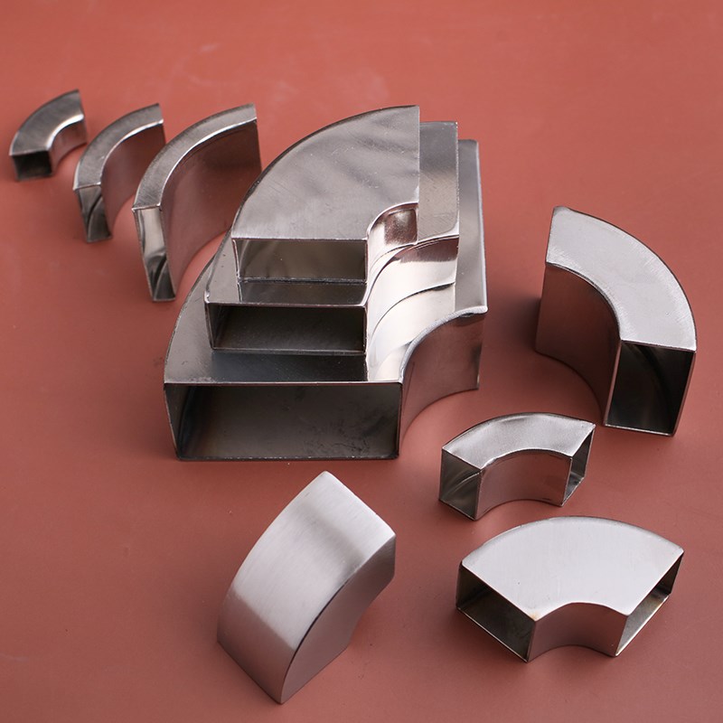 不锈钢方弯头90度焊接白钢铁长短方管扁管矩形展柜框支架转换接头