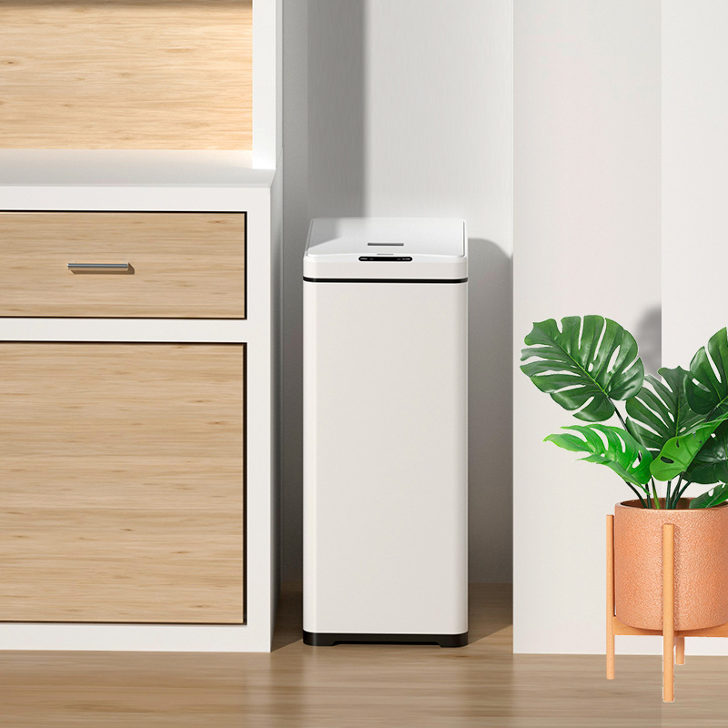 新品不锈钢智能感应垃圾桶家用30l厨房客厅洗手间夹缝商用50L白色