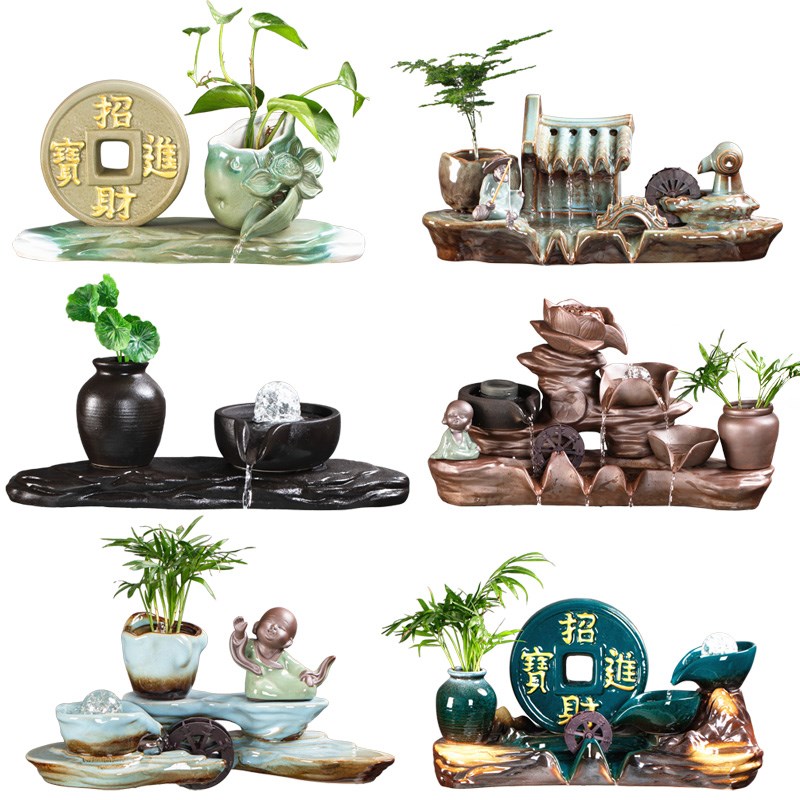 鱼缸鱼池鱼盆喷泉流水器水缸景观瀑布摆件造M景循环水过滤装饰配