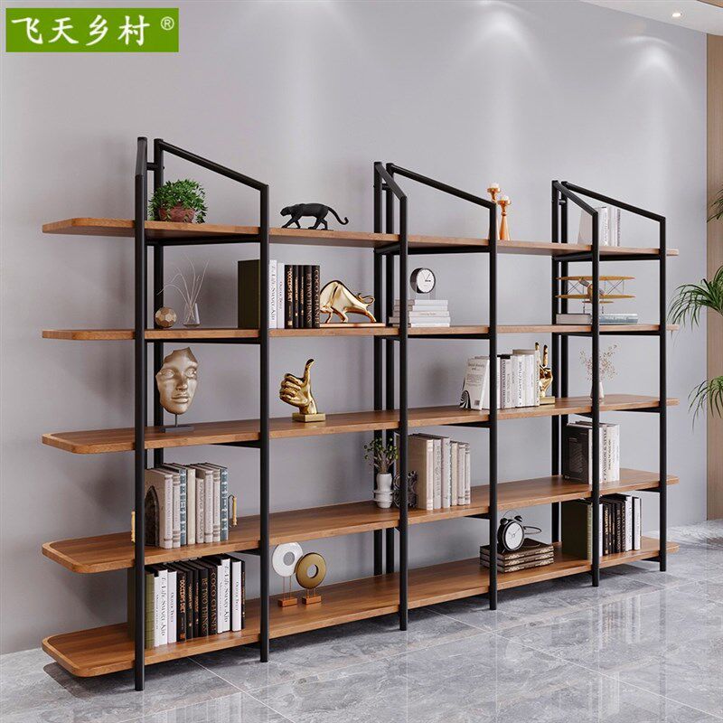 简约现代实木落地书m架客厅办公置物隔断储物架家用物品收纳展示