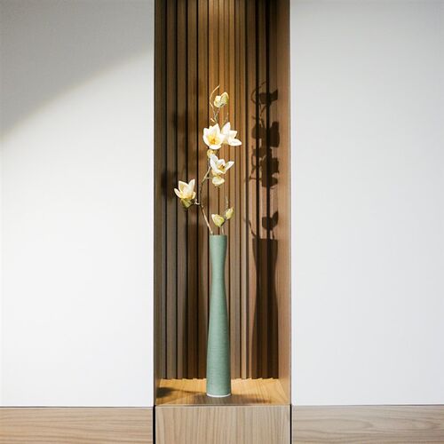 新中式长款细高陶瓷花瓶白色电视墙高款装饰花器格栅玄关柜摆件