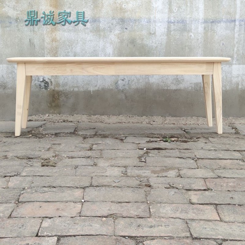原木小户型长条凳长凳子简约全z实木凳子板凳家用换鞋凳床尾凳白