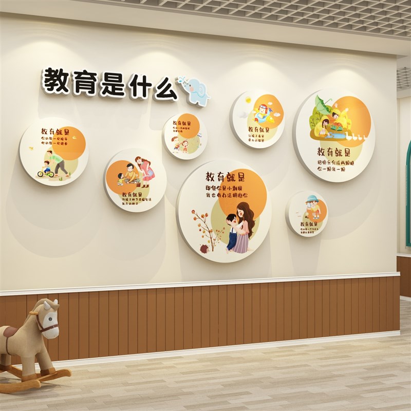 幼儿园环创主题墙成品理念文化墙面装饰教师办公室布置楼梯走廊贴