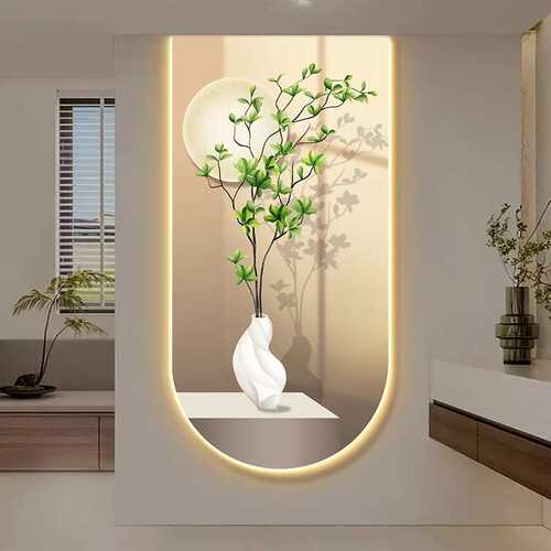 新绿清发光入户灯过道走廊简约氛围画植装饰画玄关现代小客厅挂画